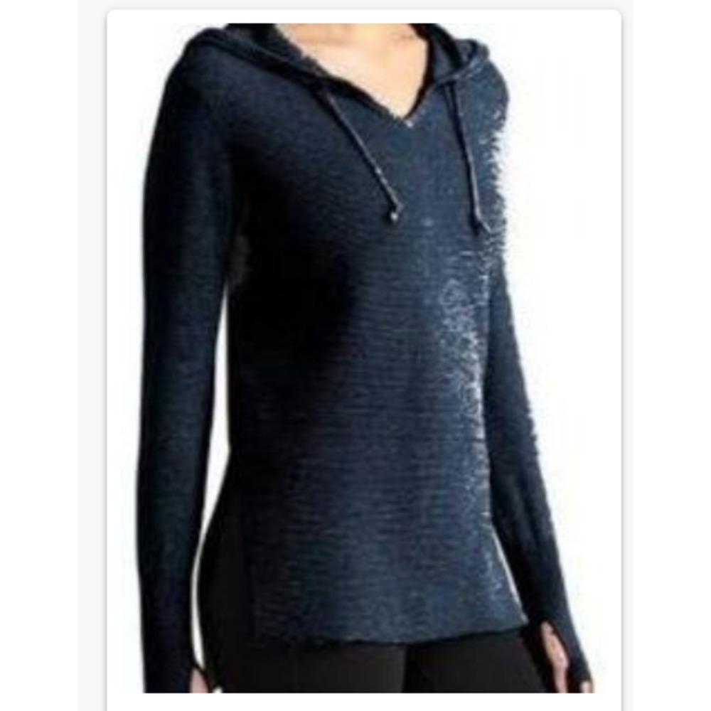 Athleta Aster Navy Ribbed Hoodie - Size Medium